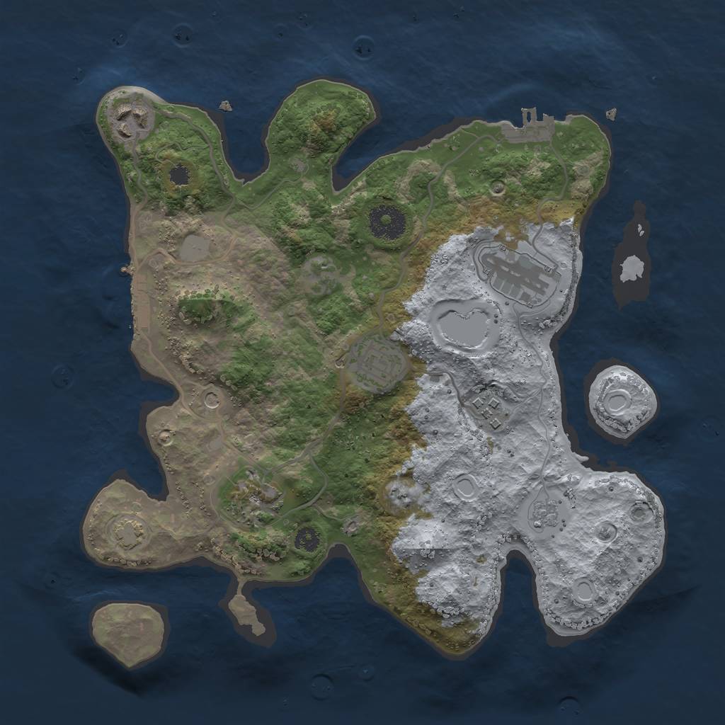 Rust Map: Procedural Map, Size: 3000, Seed: 47474747, 13 Monuments