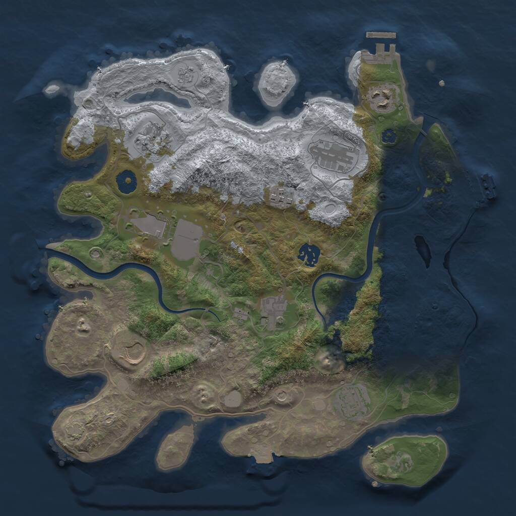 Rust Map: Procedural Map, Size: 3500, Seed: 1226952425, 15 Monuments