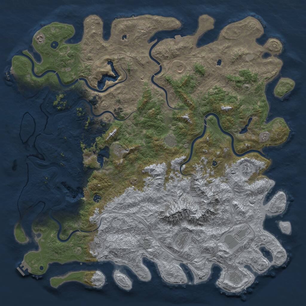 Rust Map: Procedural Map, Size: 6000, Seed: 1842055150, 17 Monuments