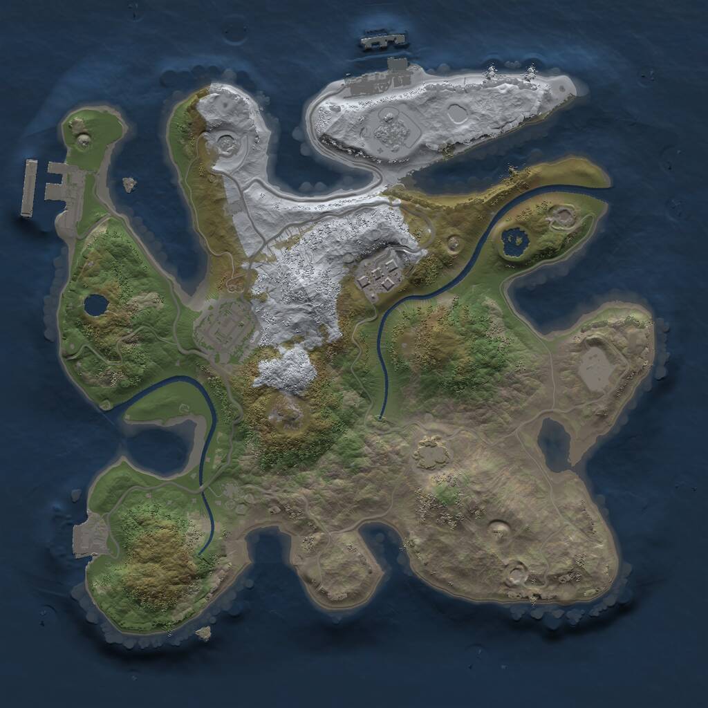 Rust Map: Procedural Map, Size: 2500, Seed: 1550232693, 8 Monuments