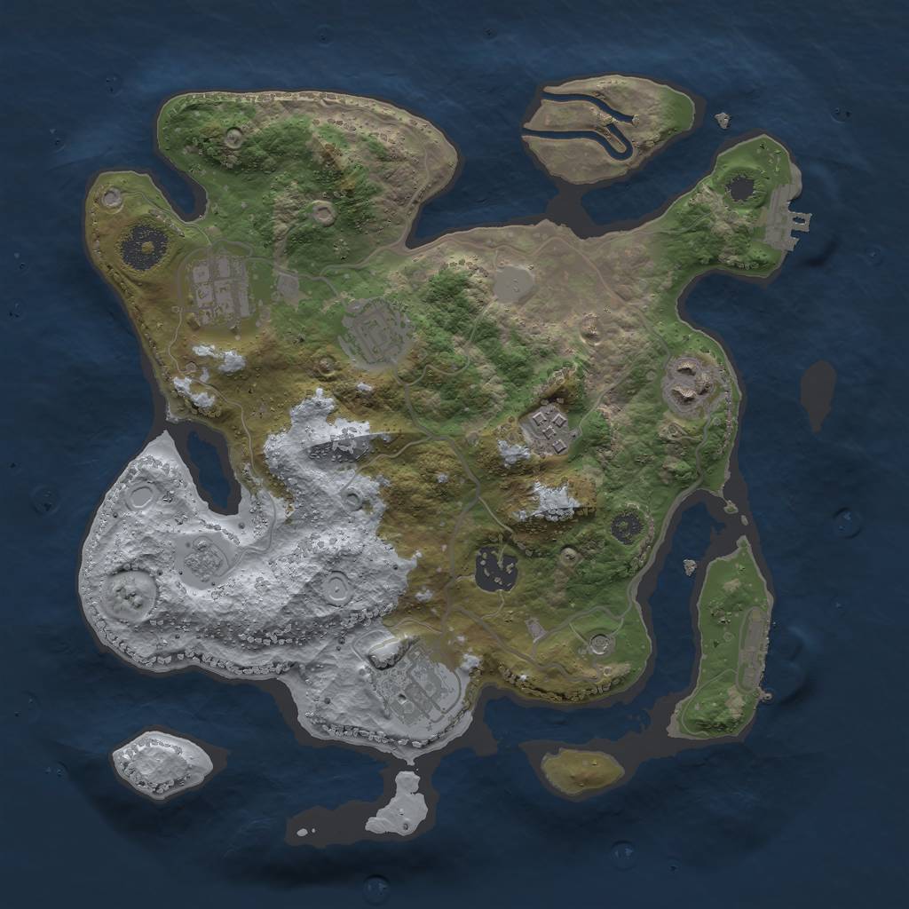 Rust Map: Procedural Map, Size: 3000, Seed: 1074719701, 13 Monuments