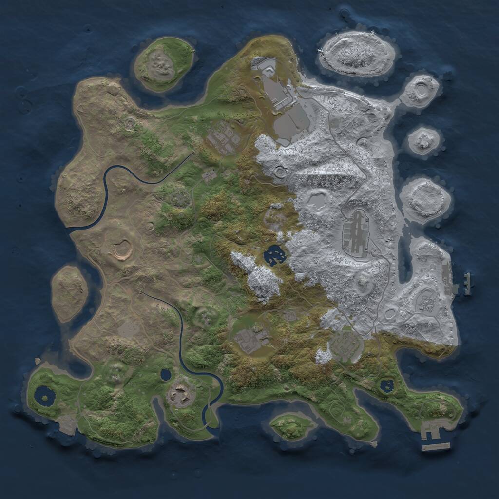 Rust Map: Procedural Map, Size: 3600, Seed: 634407005, 13 Monuments