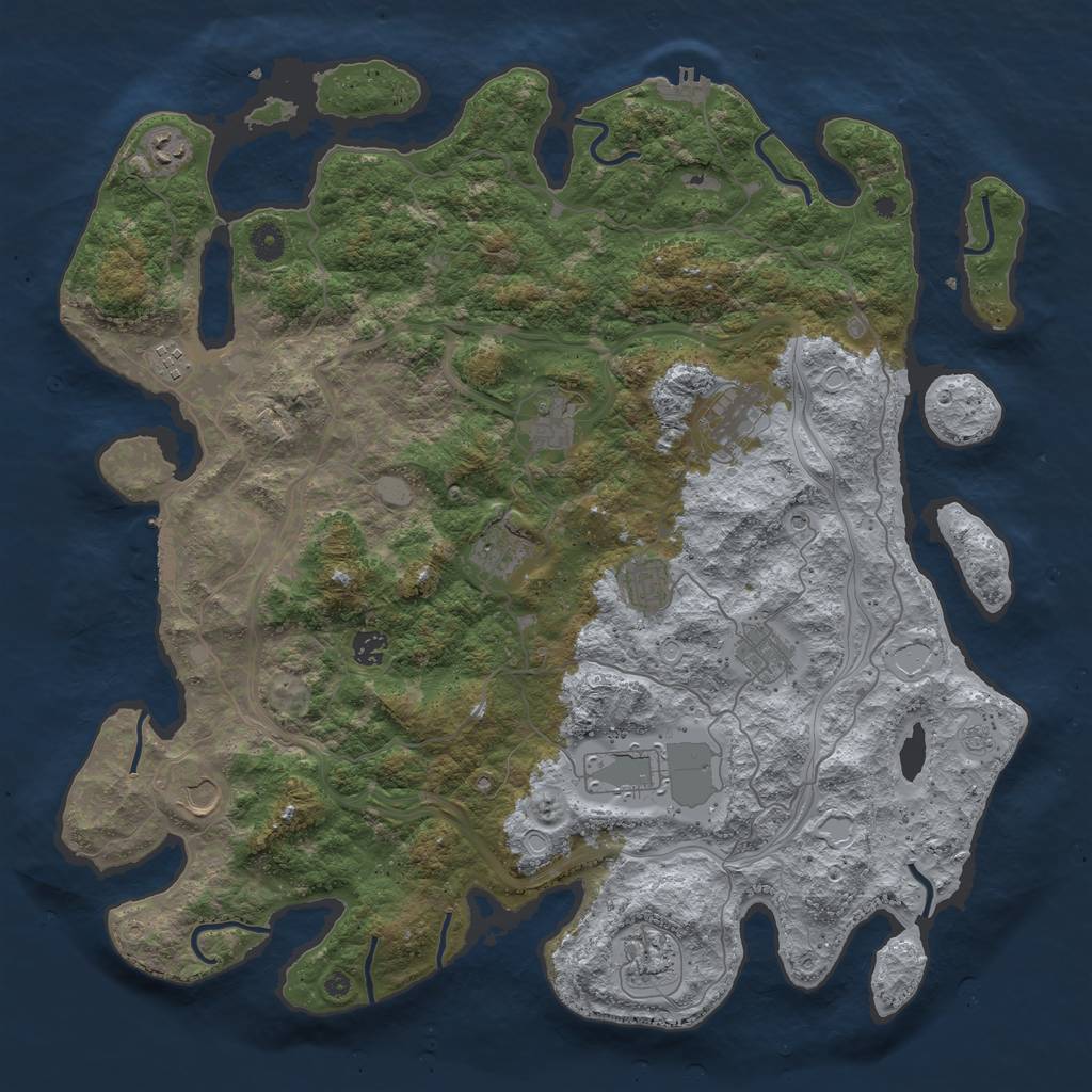 Rust Map: Procedural Map, Size: 4500, Seed: 166851790, 18 Monuments