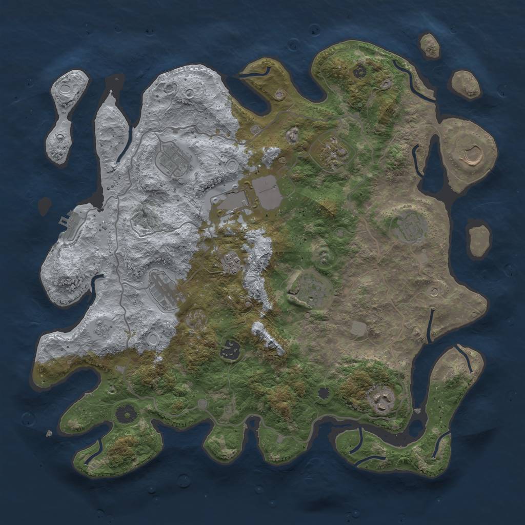 Rust Map: Procedural Map, Size: 4000, Seed: 389384091, 16 Monuments