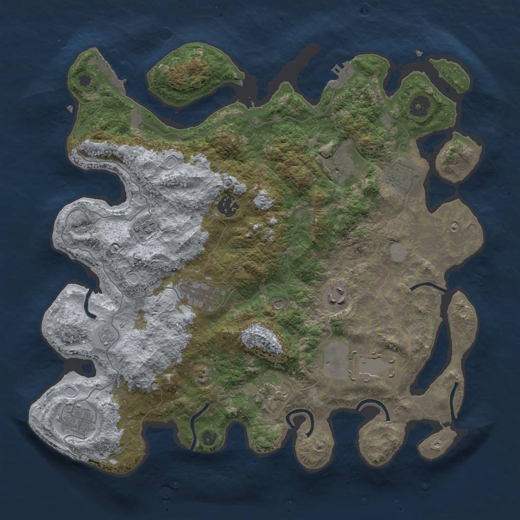 Rust Map: Procedural Map, Size: 3750, Seed: 594355012, 16 Monuments
