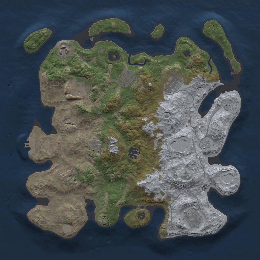 Rust Map: Procedural Map, Size: 3365, Seed: 13390, 14 Monuments