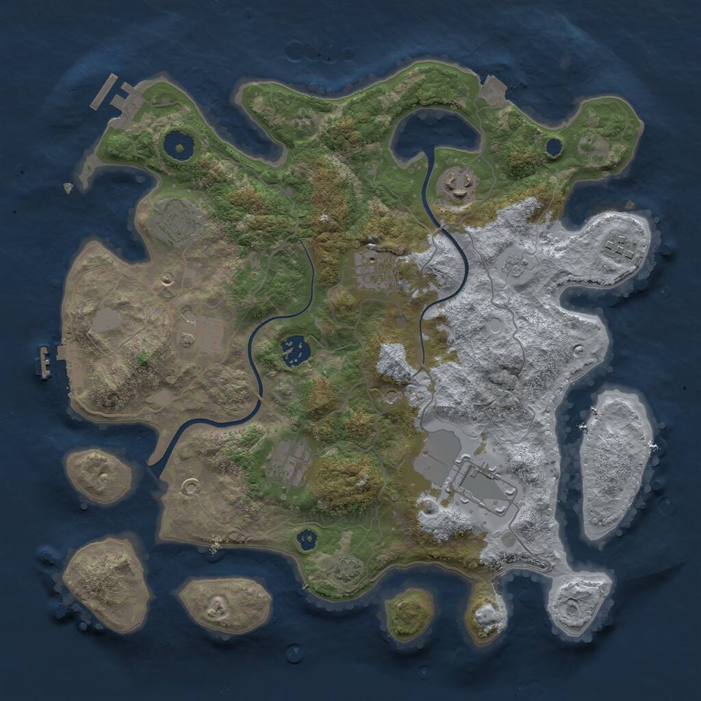 Rust Map: Procedural Map, Size: 3500, Seed: 2099121349, 14 Monuments
