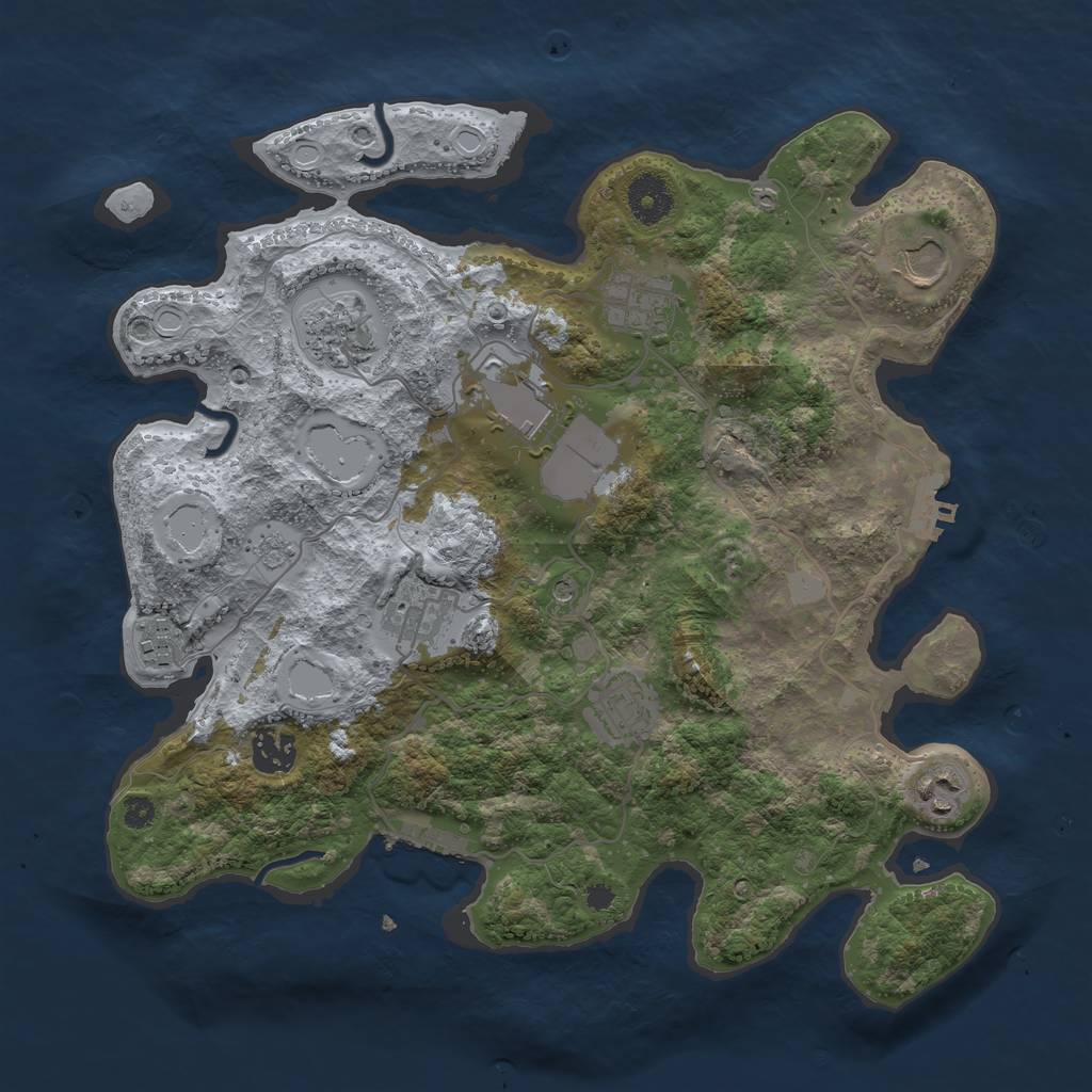 Rust Map: Procedural Map, Size: 3500, Seed: 470081512, 16 Monuments