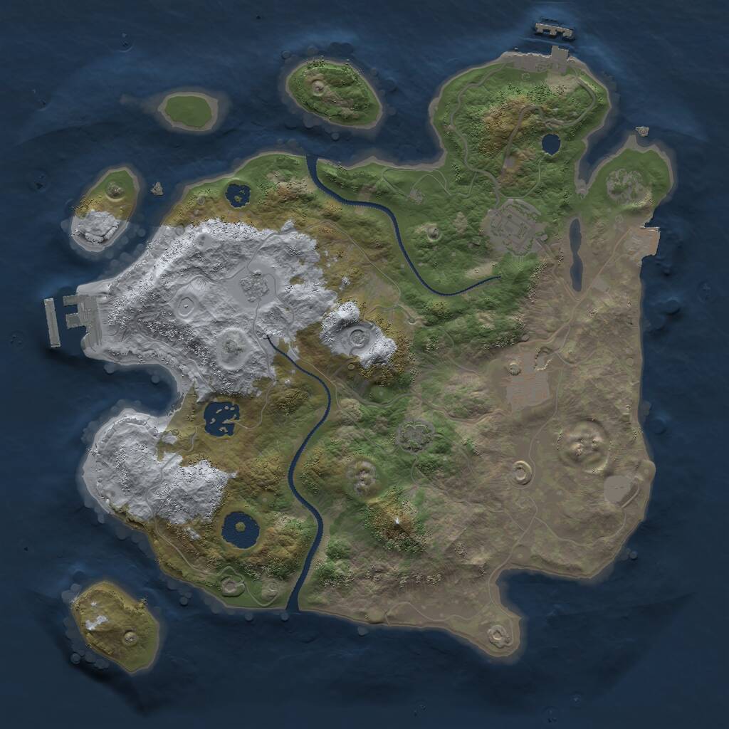 Rust Map: Procedural Map, Size: 3000, Seed: 111123, 9 Monuments
