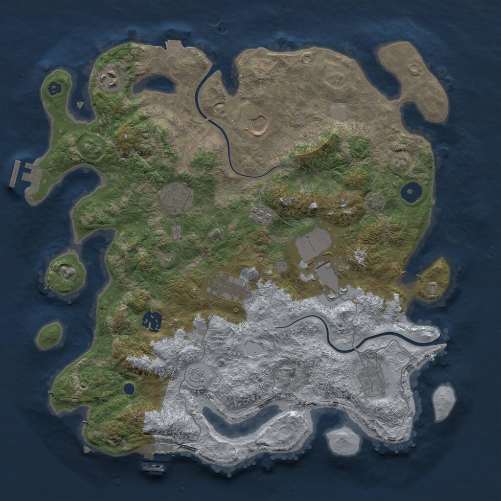Rust Map: Procedural Map, Size: 3700, Seed: 95607398, 14 Monuments