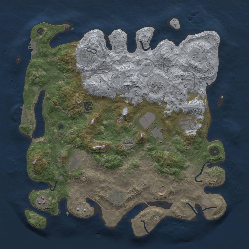 Rust Map: Procedural Map, Size: 4000, Seed: 648730542, 17 Monuments
