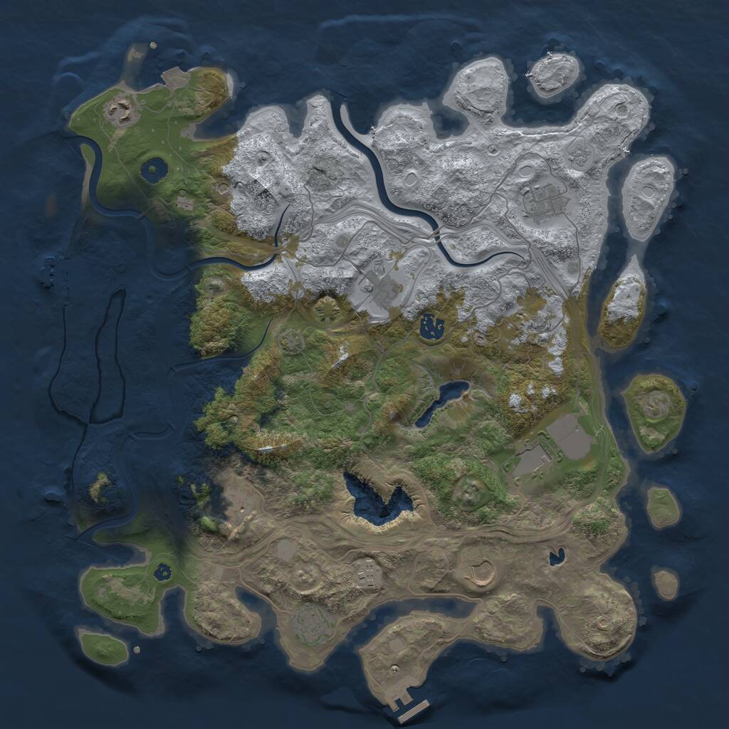 Rust Map: Procedural Map, Size: 4250, Seed: 648730542, 16 Monuments