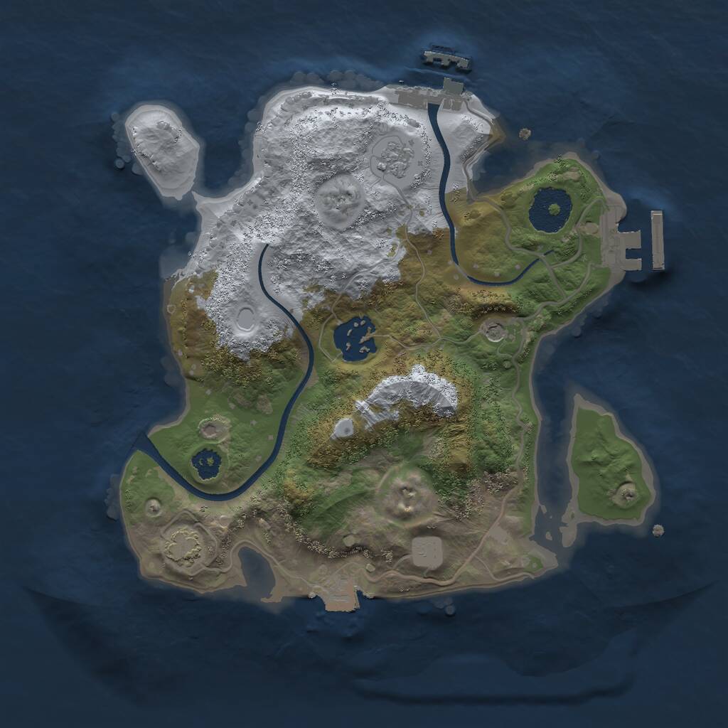 Rust Map: Procedural Map, Size: 2500, Seed: 545456415, 7 Monuments