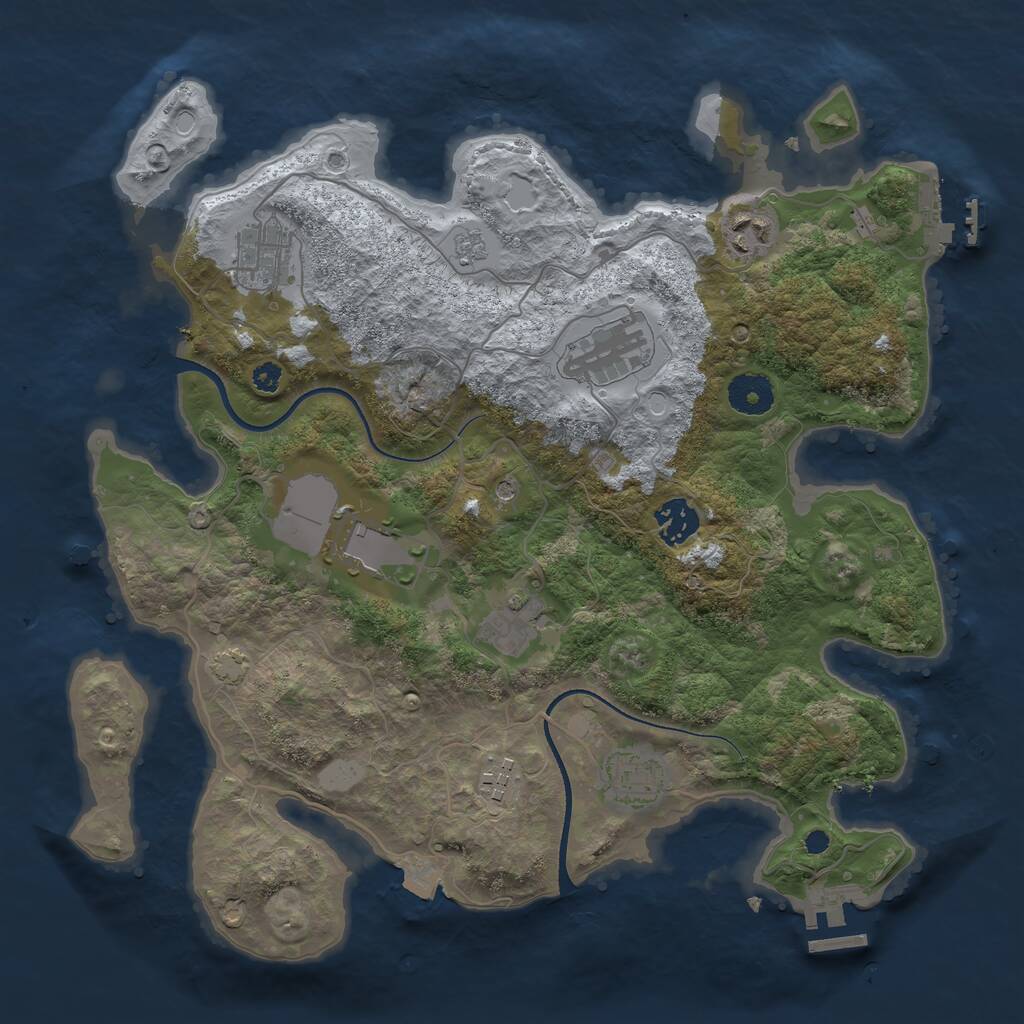 Rust Map: Procedural Map, Size: 3500, Seed: 19764, 14 Monuments