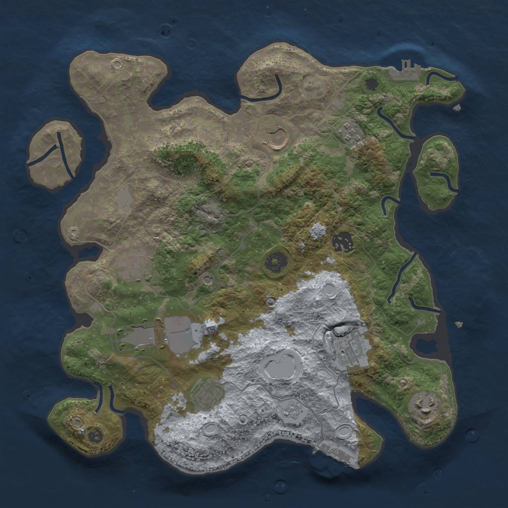 Rust Map: Procedural Map, Size: 3500, Seed: 81336, 15 Monuments