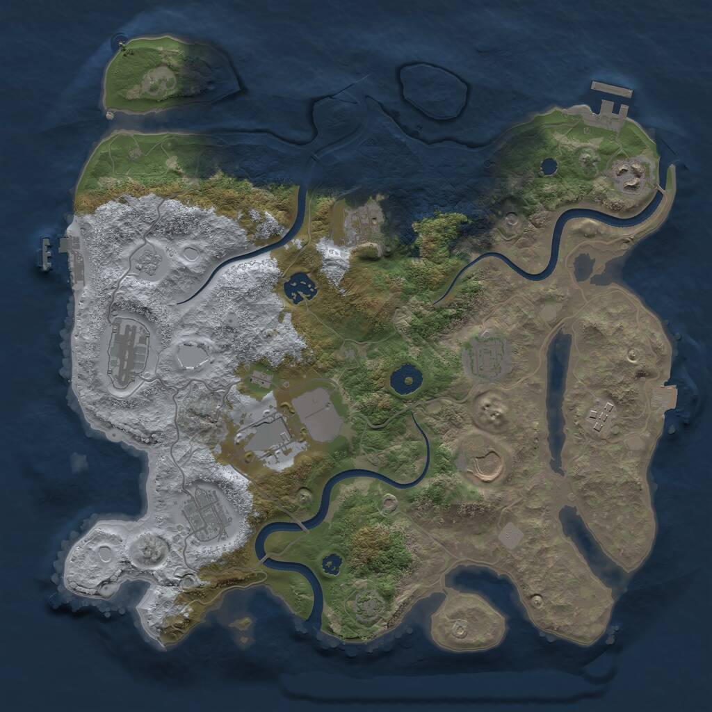 Rust Map: Procedural Map, Size: 3500, Seed: 663154192, 15 Monuments