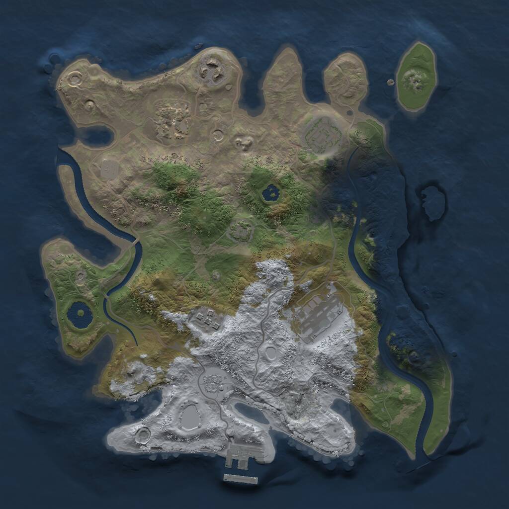 Rust Map: Procedural Map, Size: 3000, Seed: 24323, 10 Monuments
