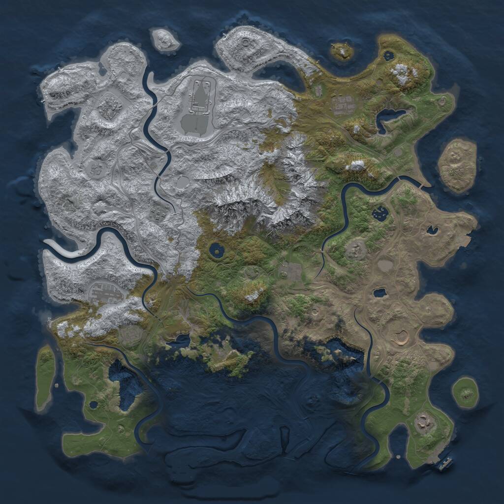 Rust Map: Procedural Map, Size: 5000, Seed: 701631448, 17 Monuments