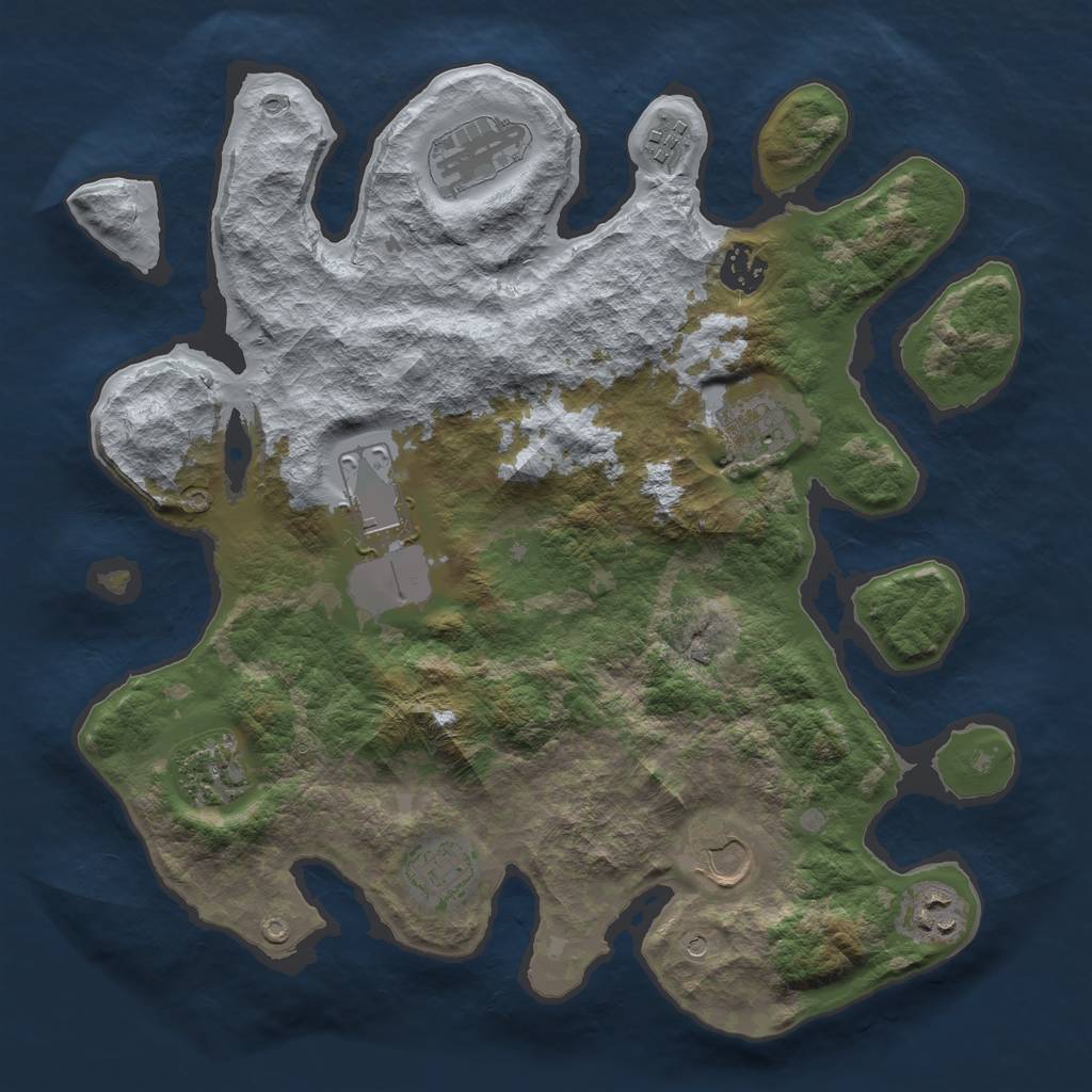 Rust Map: Barren, Size: 3500, Seed: 567639147, 12 Monuments