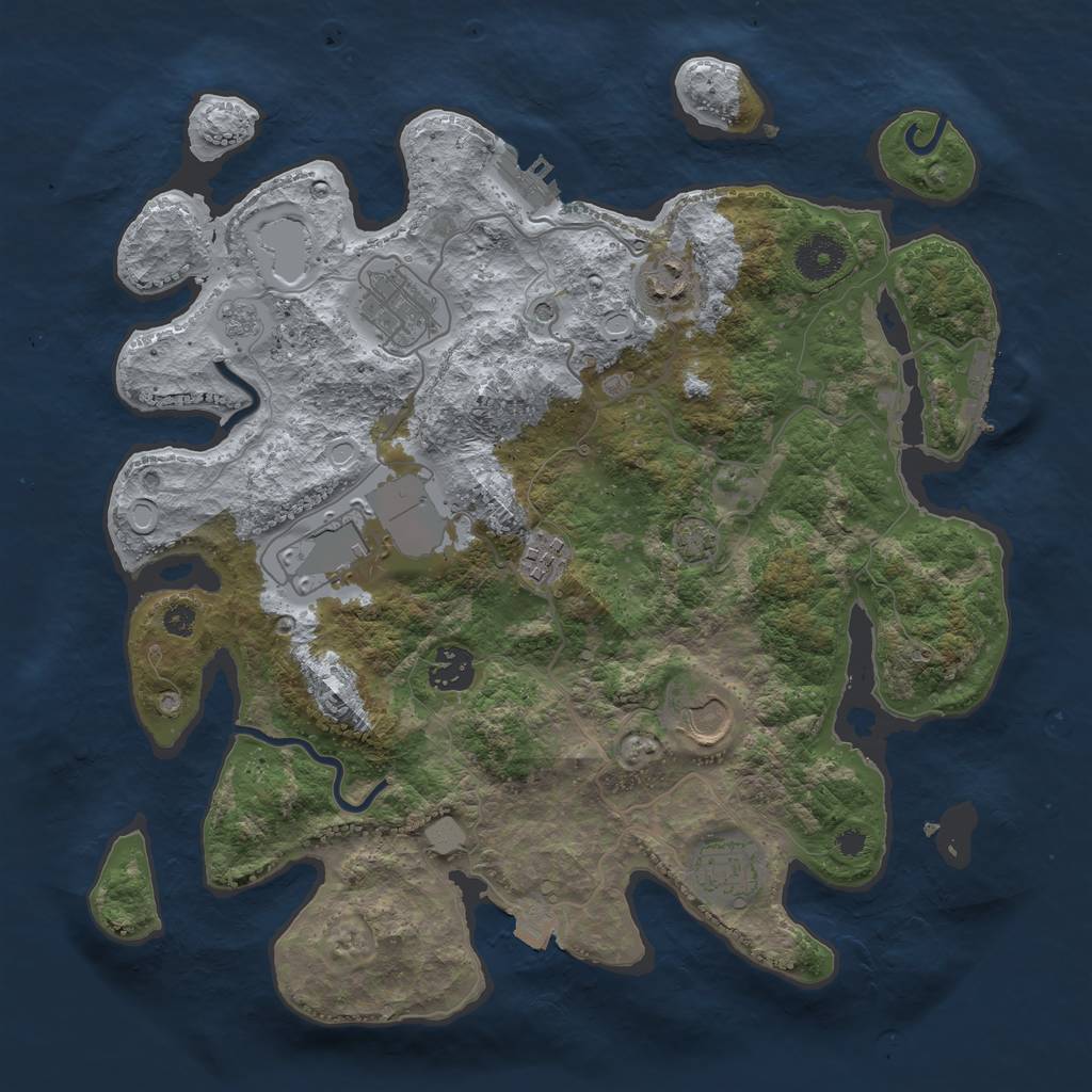 Rust Map: Procedural Map, Size: 3500, Seed: 1587942173, 15 Monuments