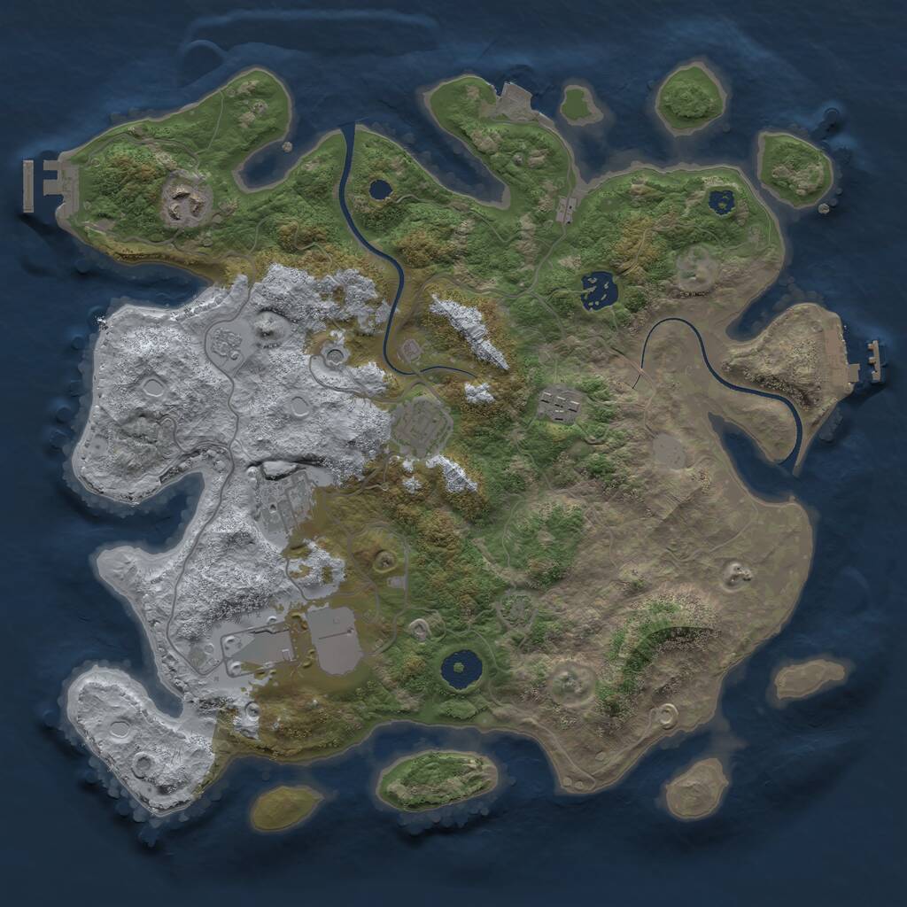Rust Map: Procedural Map, Size: 3500, Seed: 261451, 12 Monuments