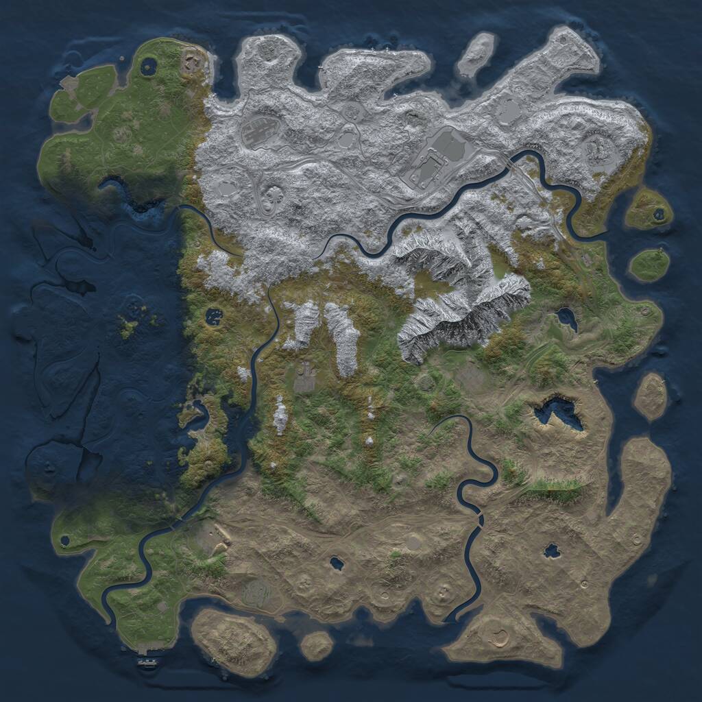 Rust Map: Procedural Map, Size: 6000, Seed: 258389604, 17 Monuments