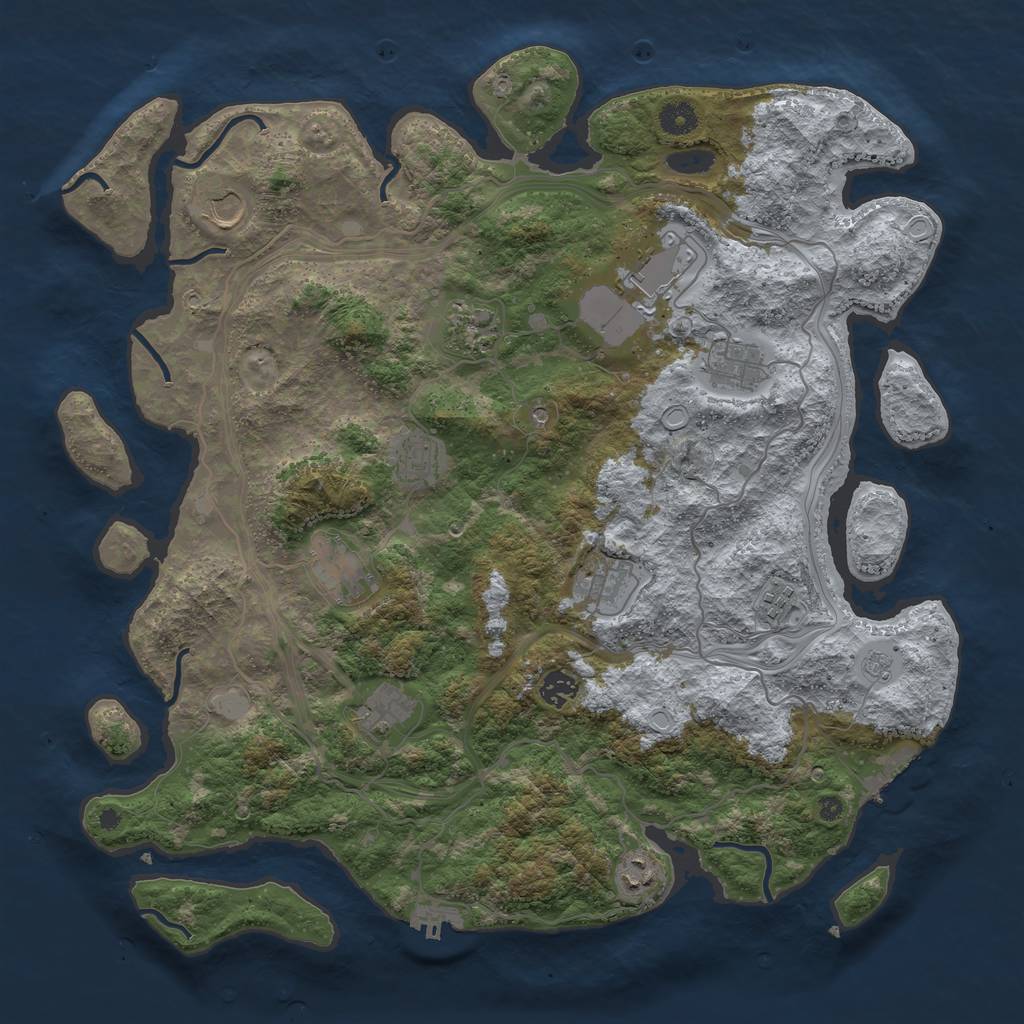 Rust Map: Procedural Map, Size: 4250, Seed: 381518973, 18 Monuments