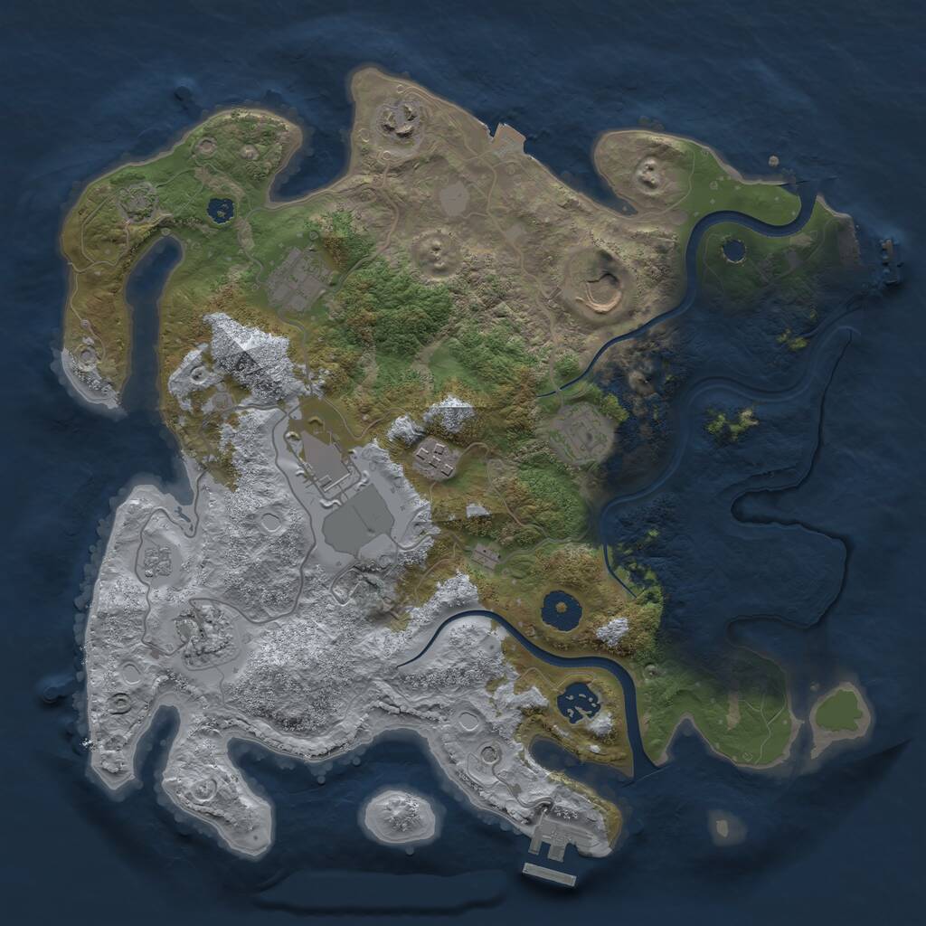 Rust Map: Procedural Map, Size: 3500, Seed: 9174325, 14 Monuments