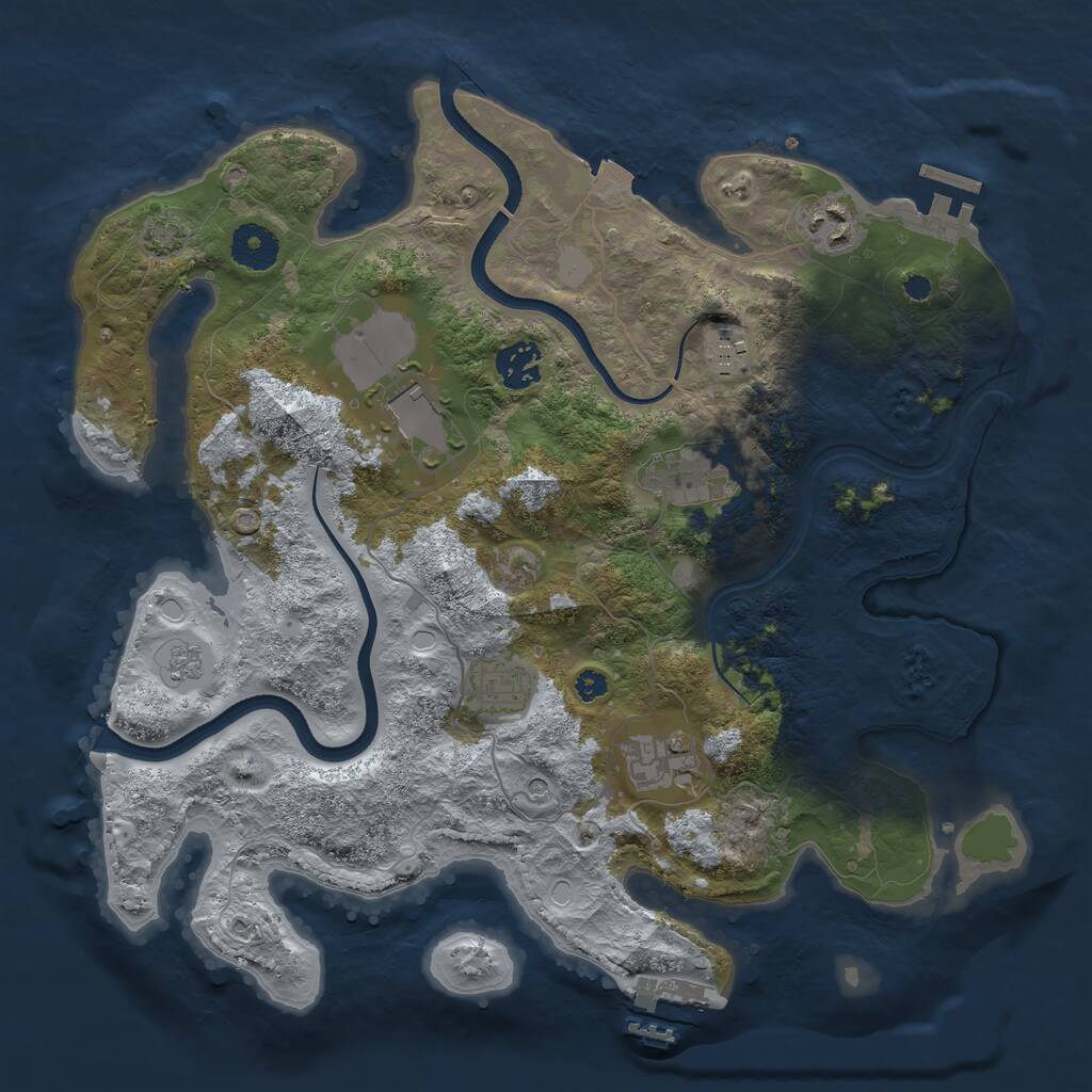 Rust Map: Procedural Map, Size: 3500, Seed: 9174325, 13 Monuments