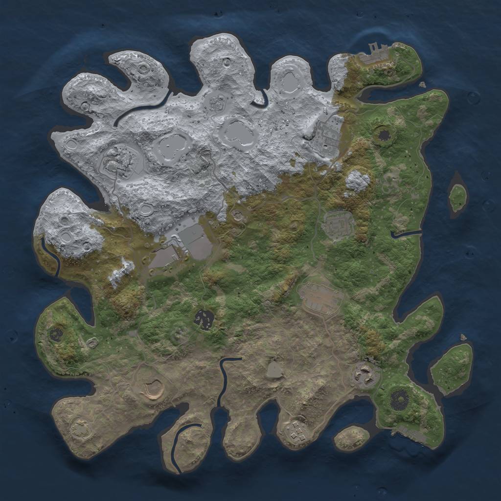 Rust Map: Procedural Map, Size: 3700, Seed: 3143, 17 Monuments