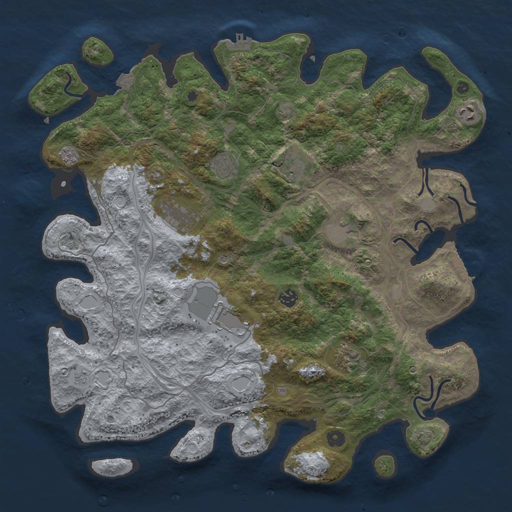 Rust Map: Procedural Map, Size: 4300, Seed: 733462608, 17 Monuments