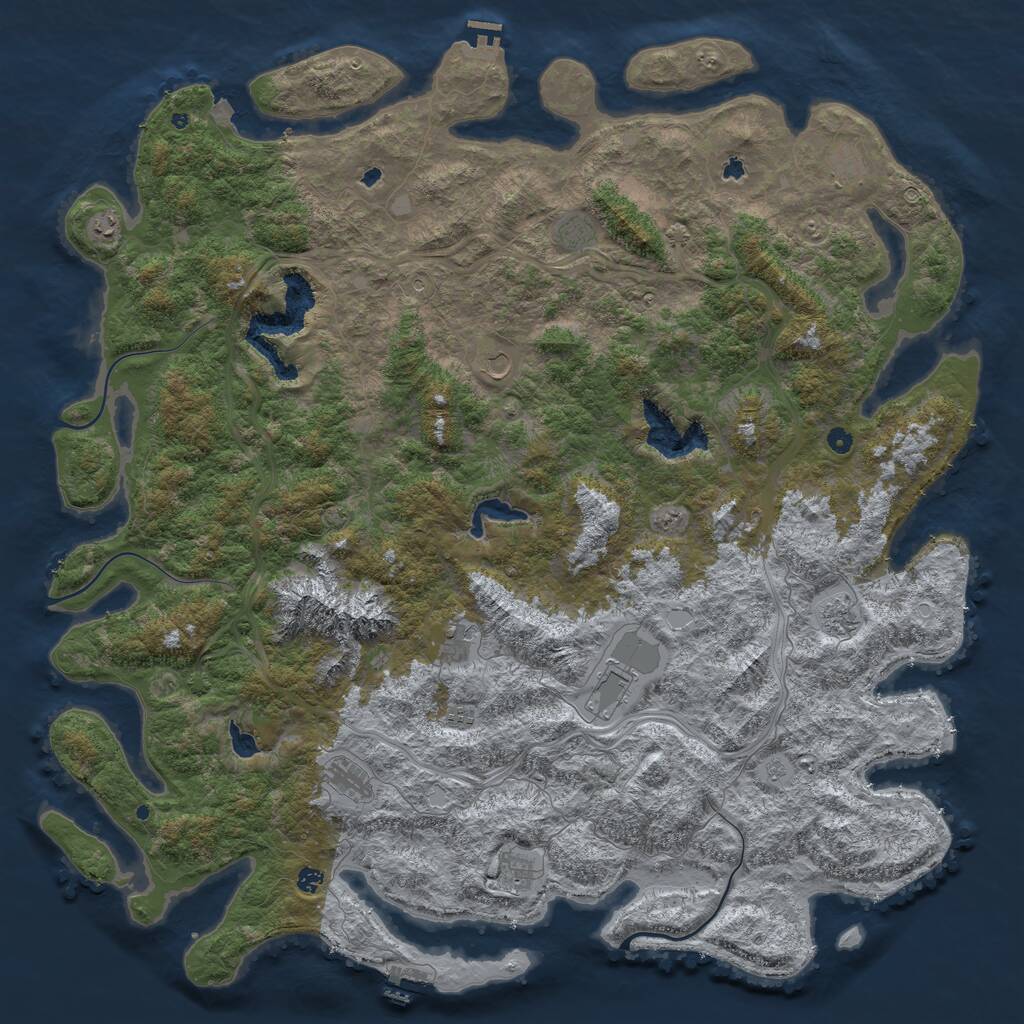 Rust Map: Procedural Map, Size: 6000, Seed: 24348416, 17 Monuments