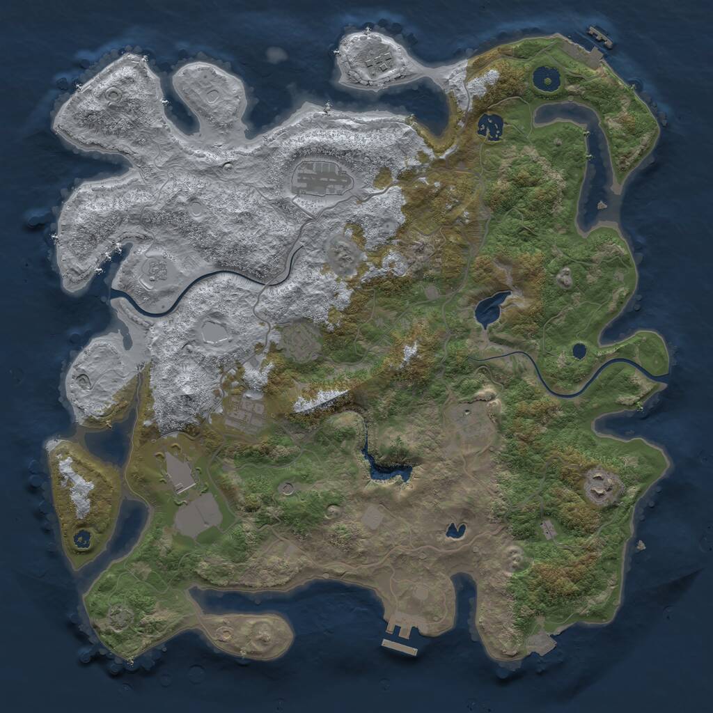 Rust Map: Procedural Map, Size: 4000, Seed: 1664350039, 14 Monuments