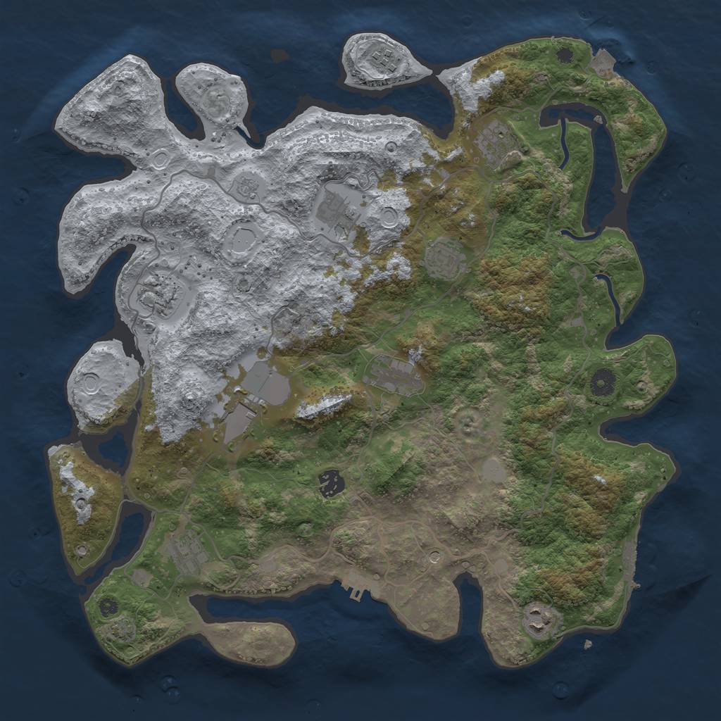Rust Map: Procedural Map, Size: 4000, Seed: 1664350039, 18 Monuments