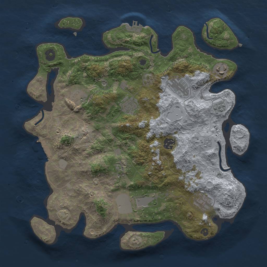 Rust Map: Procedural Map, Size: 3500, Seed: 1314515961, 17 Monuments