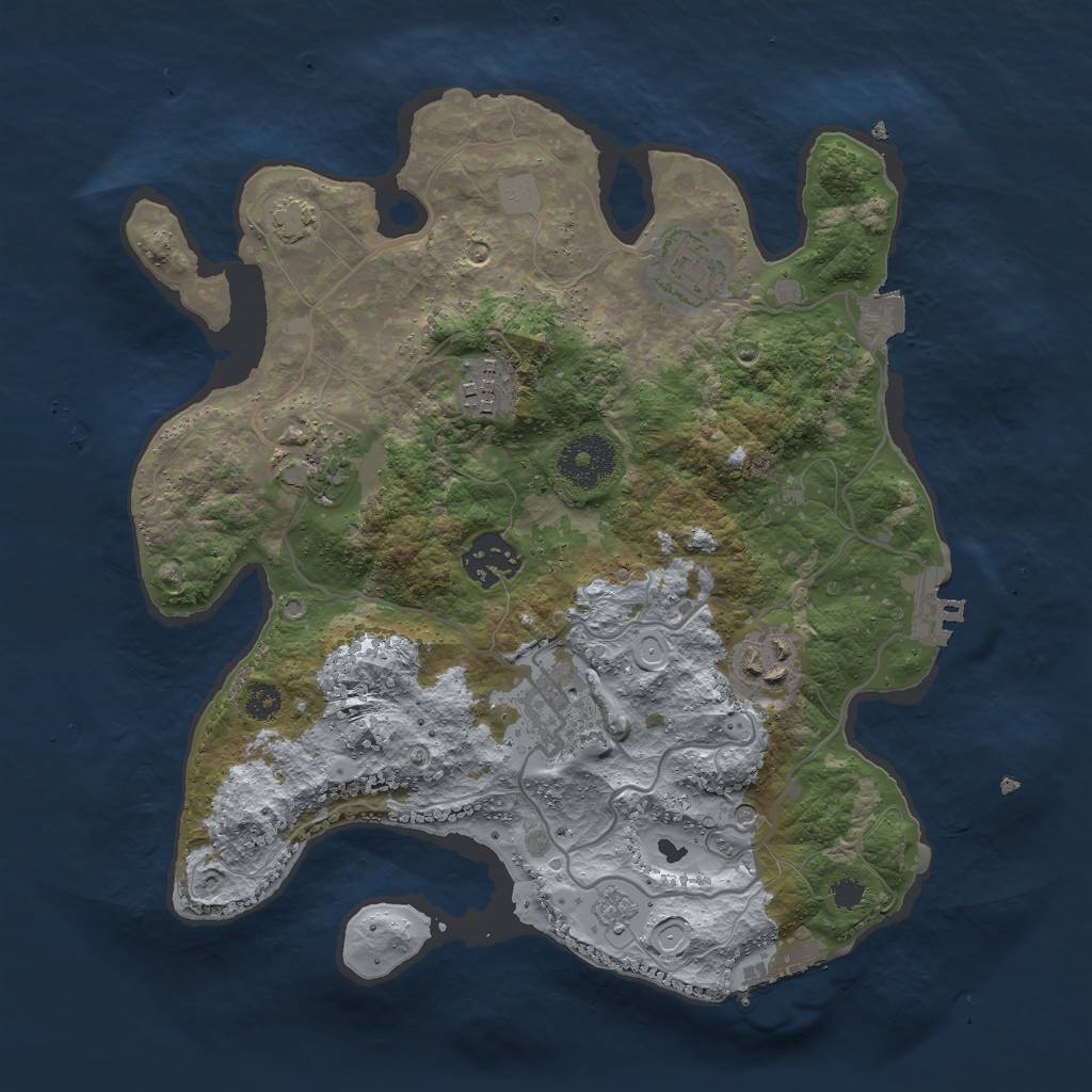 Rust Map: Procedural Map, Size: 3000, Seed: 113958449, 14 Monuments