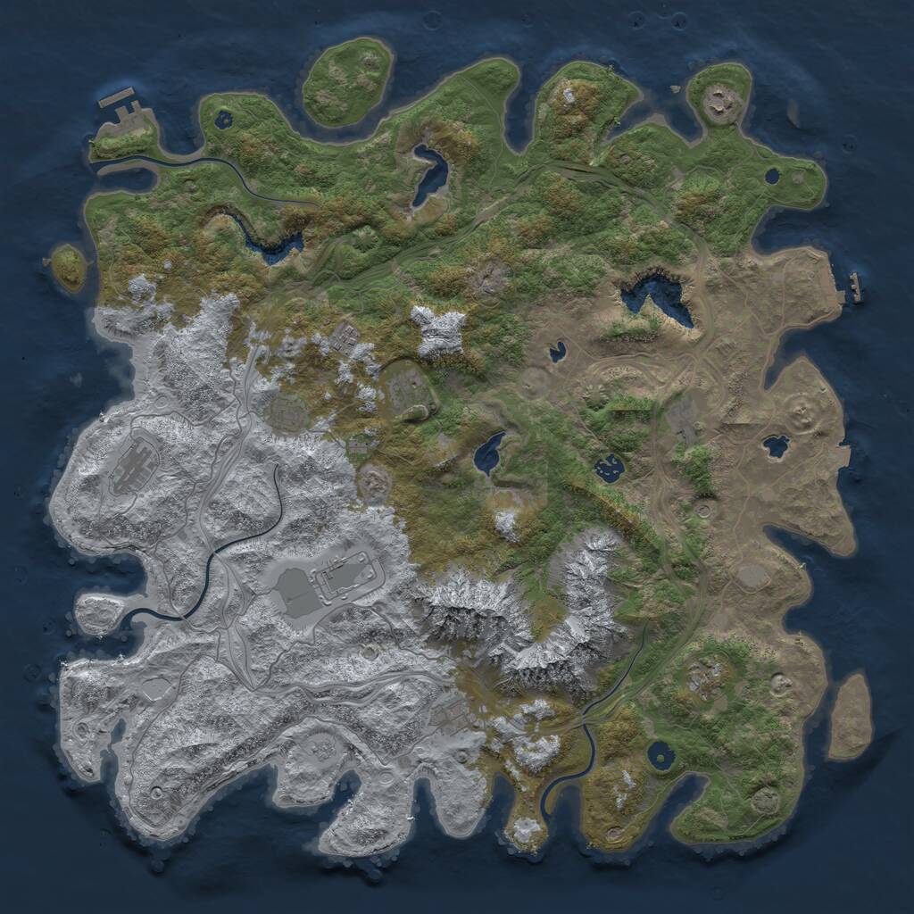 Rust Map: Procedural Map, Size: 5000, Seed: 123411, 16 Monuments