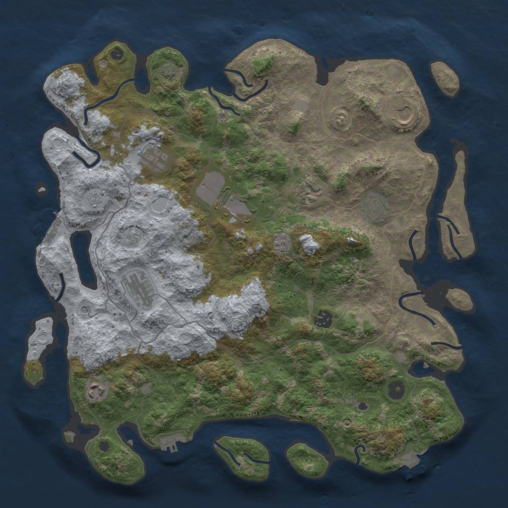 Rust Map: Procedural Map, Size: 4200, Seed: 402854044, 17 Monuments