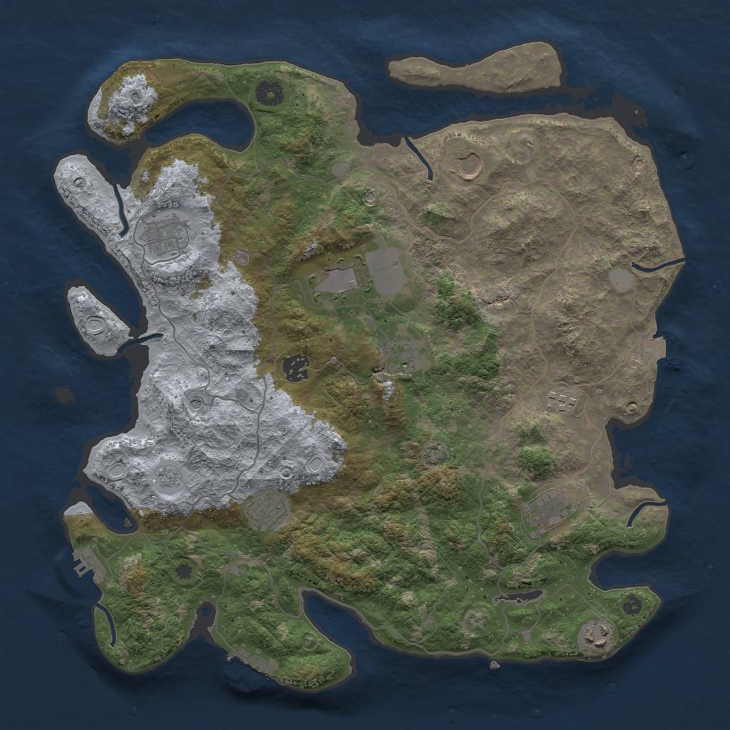 Rust Map: Procedural Map, Size: 4000, Seed: 990988428, 17 Monuments
