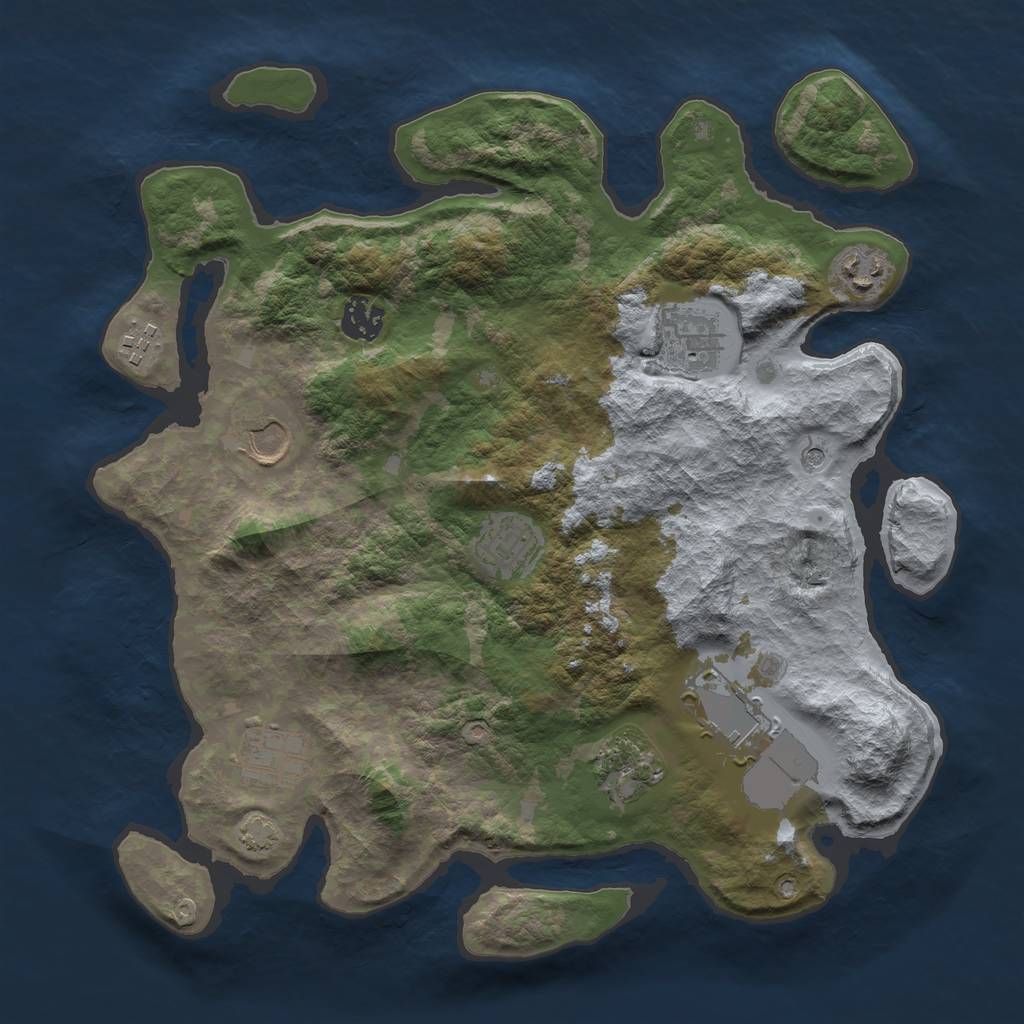 Rust Map: Barren, Size: 3500, Seed: 1314515961, 13 Monuments