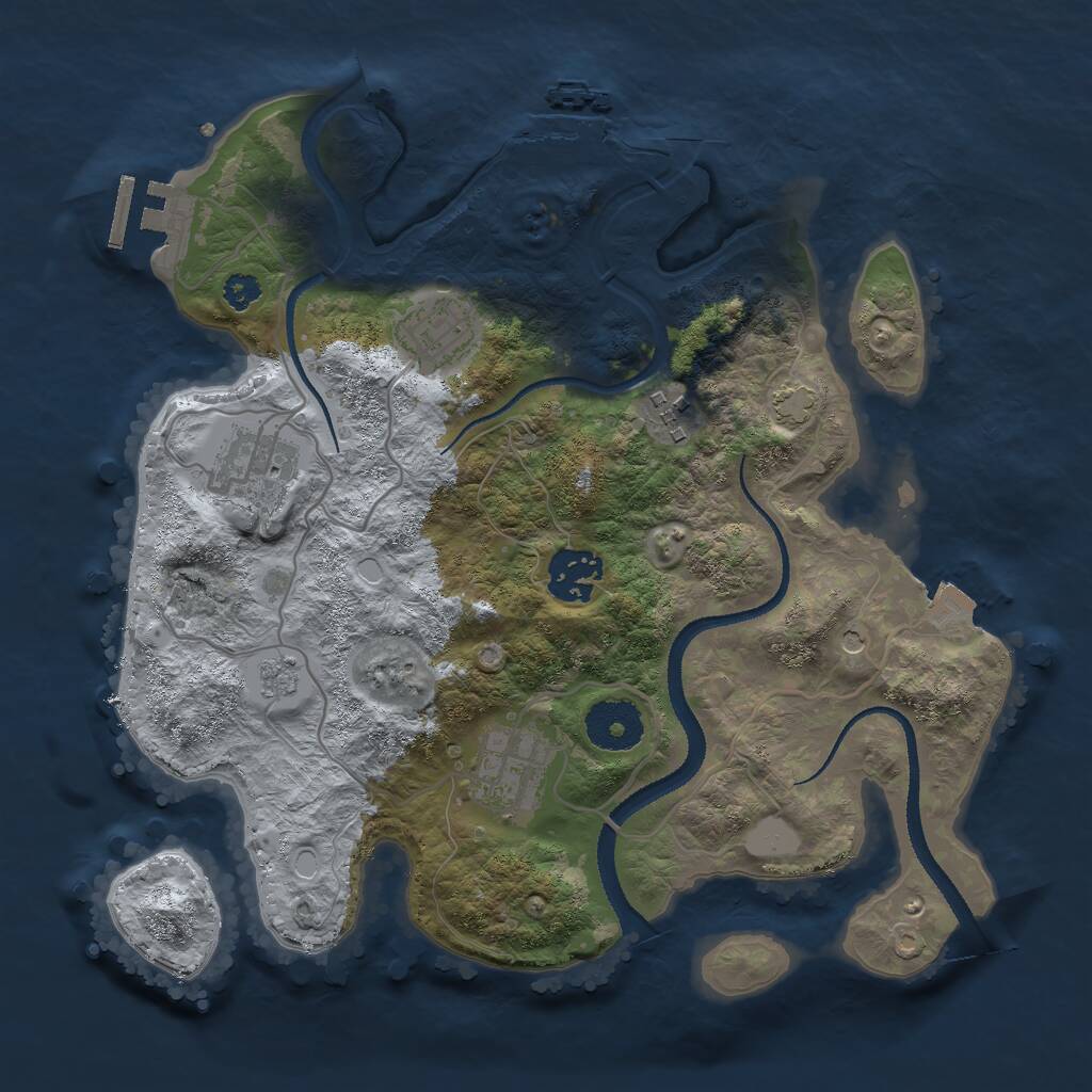 Rust Map: Procedural Map, Size: 3000, Seed: 7309652, 11 Monuments