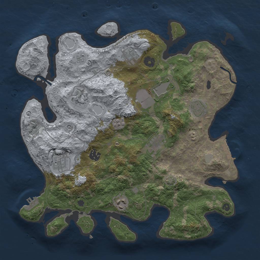 Rust Map: Procedural Map, Size: 3500, Seed: 1466026227, 17 Monuments