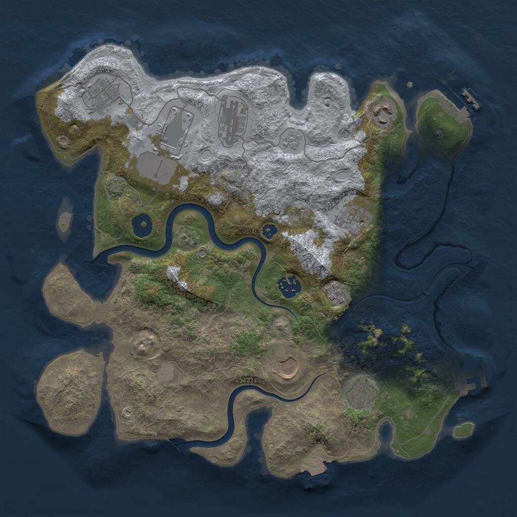 Rust Map: Procedural Map, Size: 3500, Seed: 1199319919, 15 Monuments