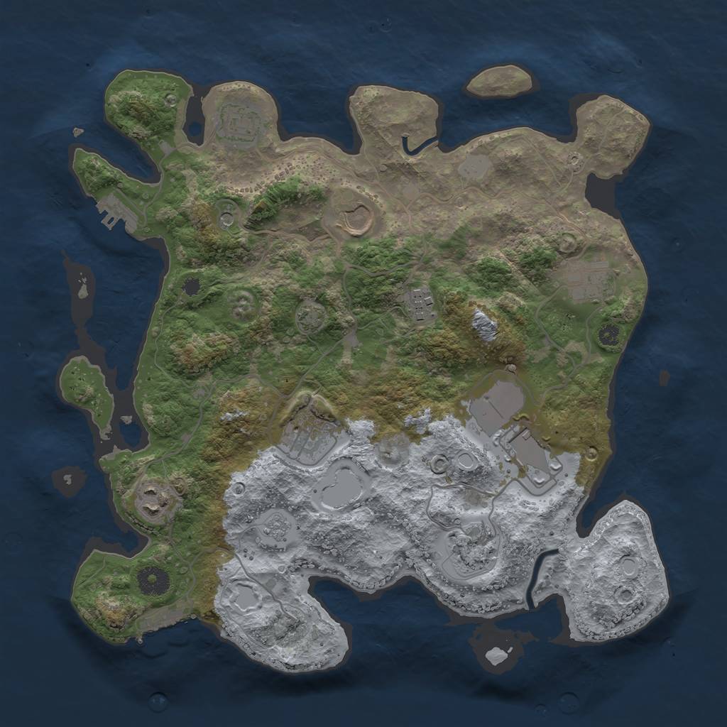 Rust Map: Procedural Map, Size: 3500, Seed: 1428882385, 16 Monuments