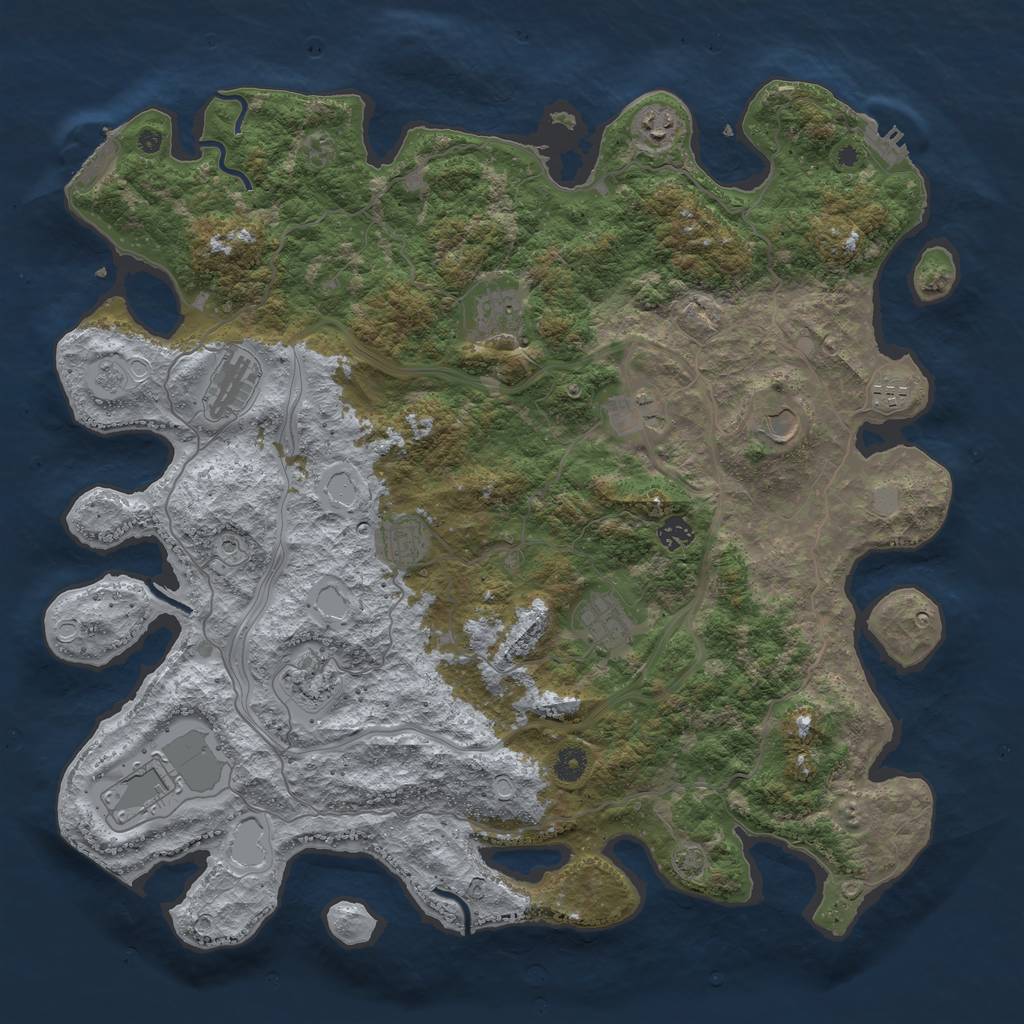 Rust Map: Procedural Map, Size: 4500, Seed: 33921830, 19 Monuments