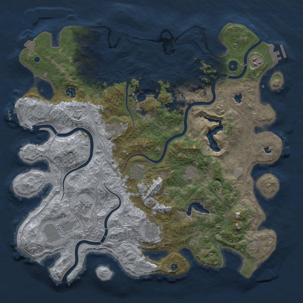 Rust Map: Procedural Map, Size: 4500, Seed: 33921830, 15 Monuments