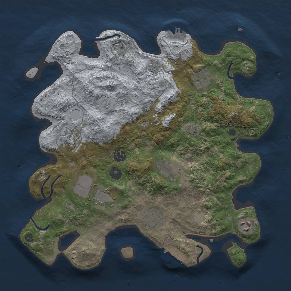 Rust Map: Procedural Map, Size: 3500, Seed: 1110, 16 Monuments