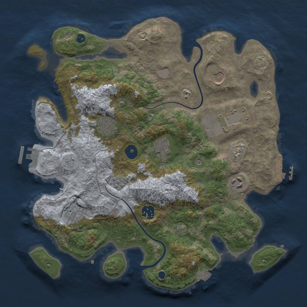 Rust Map: Procedural Map, Size: 3500, Seed: 58608737, 14 Monuments