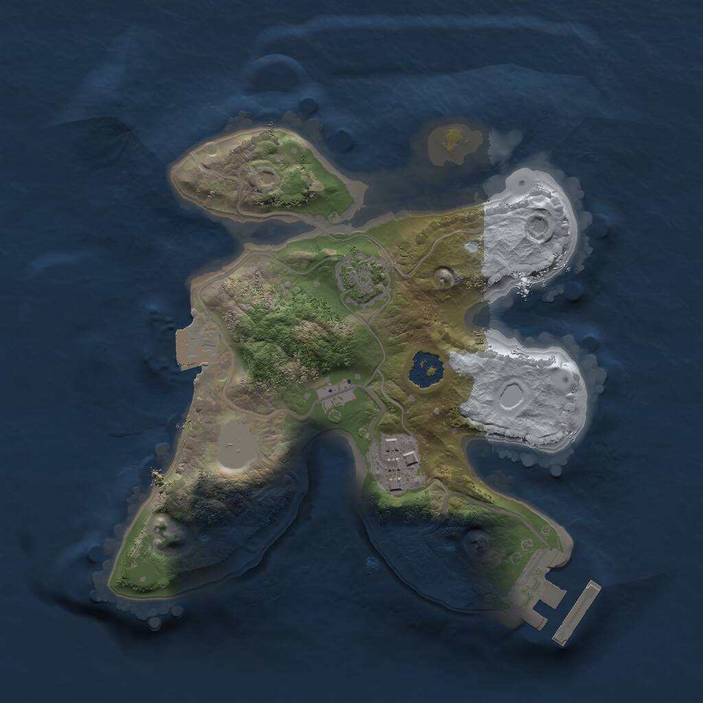 Rust Map: Procedural Map, Size: 2000, Seed: 5824, 4 Monuments