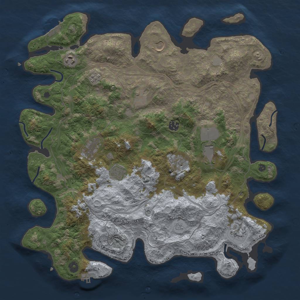 Rust Map: Procedural Map, Size: 4250, Seed: 1694496398, 17 Monuments